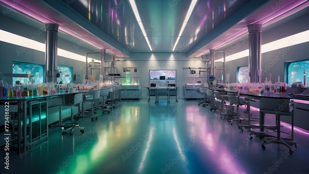 Colorful research laboratory concept, futuristic