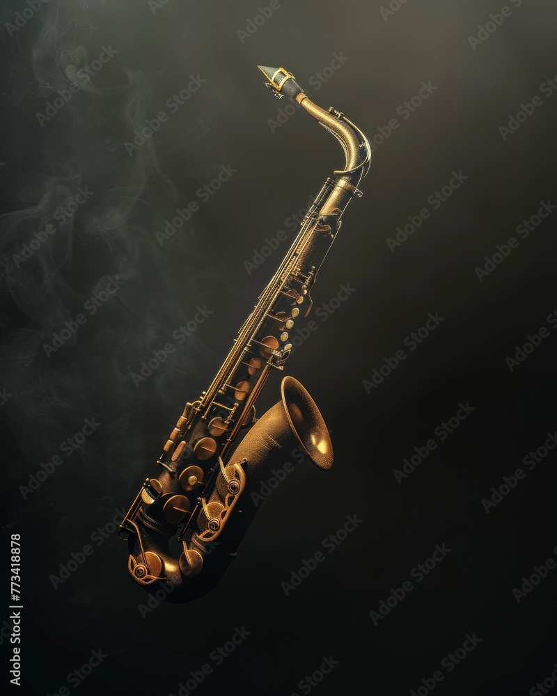 Obraz premium Saxophone on a black