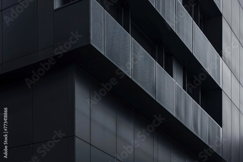 Black steel Facade Modern Building Exterior.