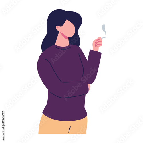 women smoking pose flat style illustration vector design photo