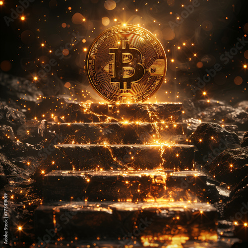 A strong growth of bitcoin. Bitcoin s growth is represented as a ladder