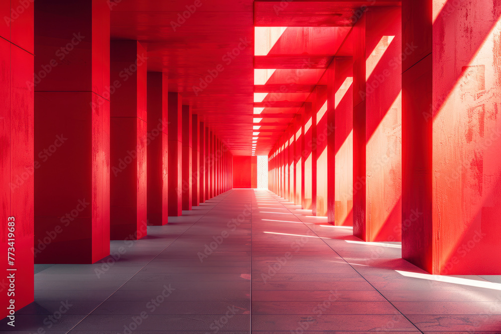 Red Design Architecture Background With Lighting. Red Design Architecture Background With Lighting.