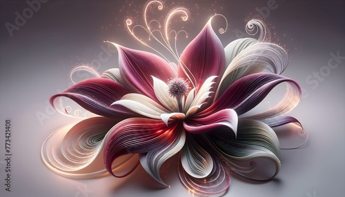 Abstract Digital Art of a Stylized Flower with Sparkles