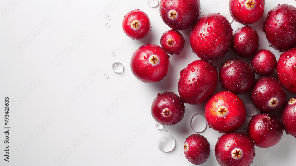Fresh red berries with water drops on white background Fresh red berries with water drops on white background