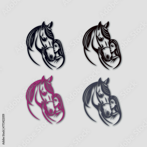 Elegant horse logo icons. Royal stallion symbol design. Equine stables sign. Equestrian brand emblems. Vector illustration design