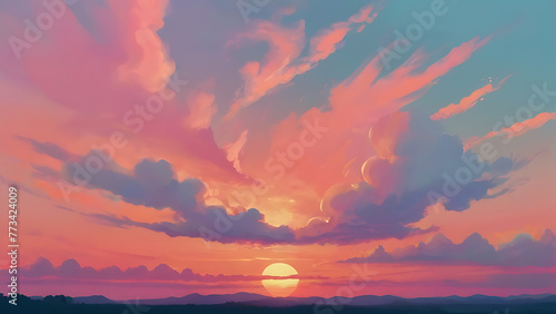 sunset over the river