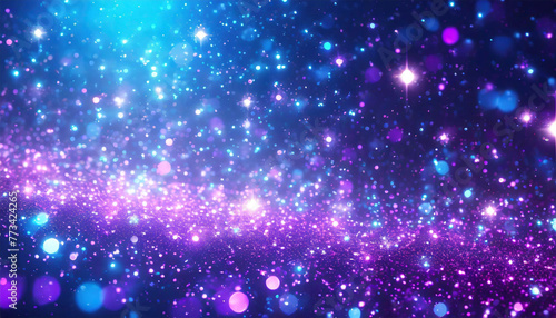 Magical glittering particles in blue and purple, fantasy background.. © Bill