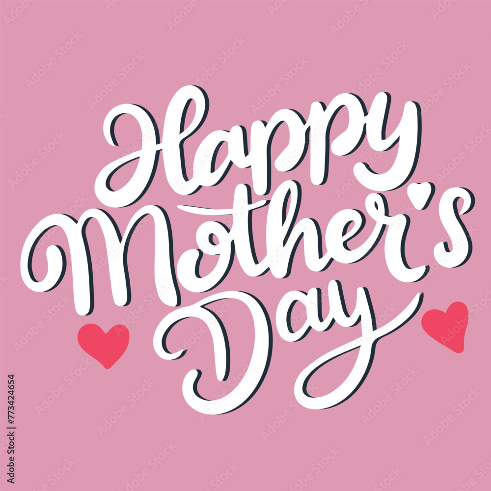 Happy Mother's Day text banner. Hand drawn vector art.