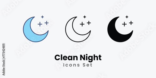 Clean Night icon thin line and glyph vector icon stock illustration photo