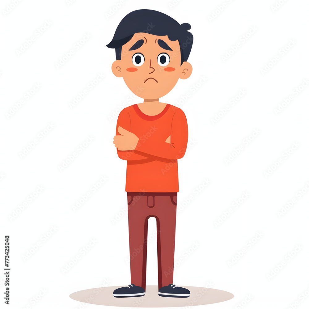 Person feeling disappointed with a dejected expression isolated on white background, flat design, png
