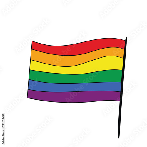 Flag LGBT squared icon  badge or button. Template design  vector illustration. Love wins. LGBT symbol in rainbow colors. Gay pride silk textile background