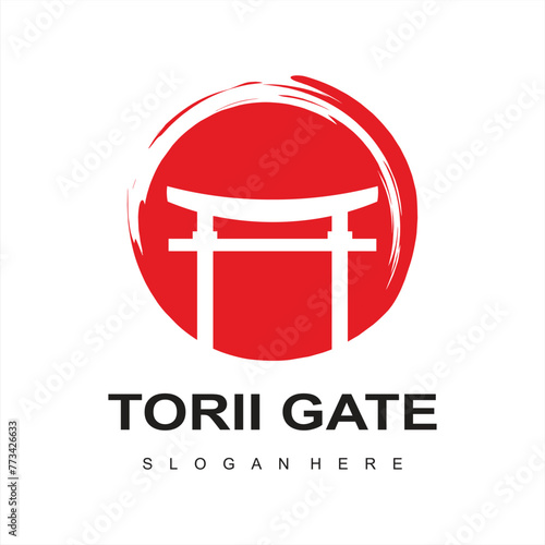  torii gate logo design icon illustration vector template