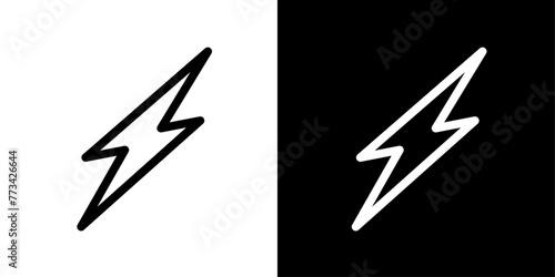 Power Surge and Thunderbolt Icons. Electrical Energy and Dynamic Lightning Symbols.