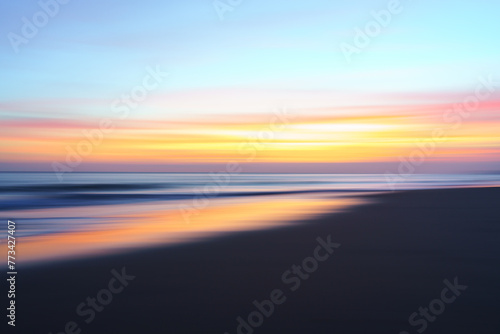 Sunset on the beach, abstract creative background, line art, soft blur