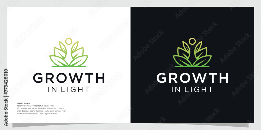 Nature leaf logo with line design, simple line style