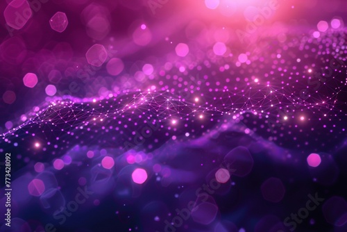 A web of glowing purple lines representing digital connections, minimalist design with blurred background.