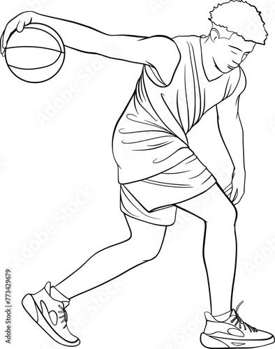 basketball player isolated vector outline illustration