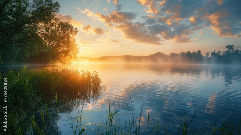 A serene lakeshore at sunrise, with mist rising from the water, inspiring reflection on the importance of protecting natural beauty. A serene lakeshore at sunrise, with mist rising from the water, inspiring reflection on the importance of protecting natural beauty.