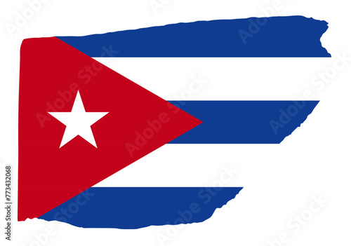 Cuba flag with palette knife paint brush strokes grunge texture design. Grunge brush stroke effect