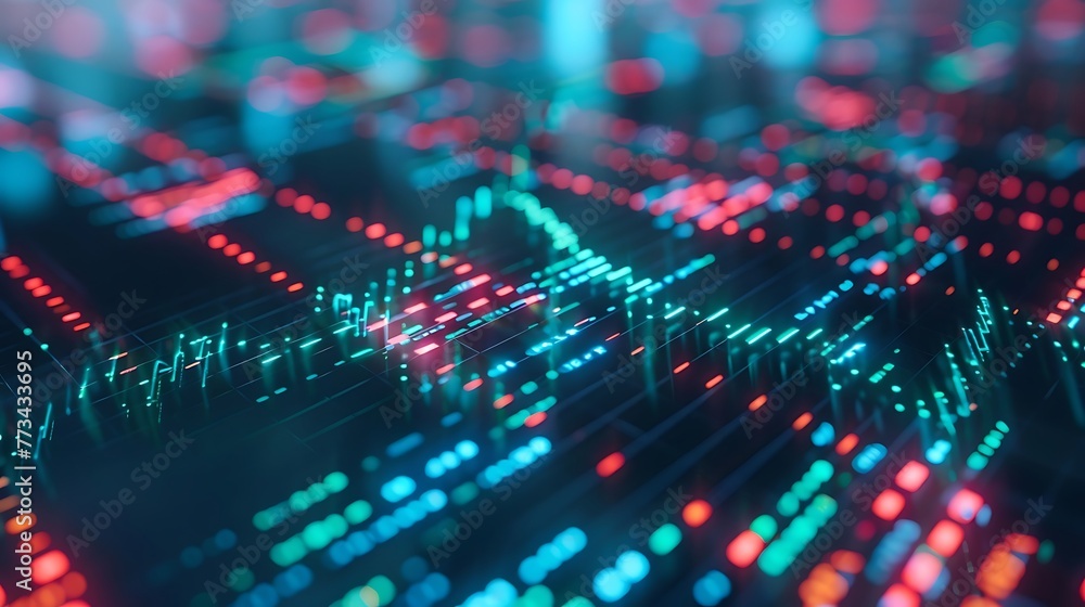 The stock market numbers and data displaying on digital screen, close up, 3D rendered illustration The stock market numbers and data displaying on digital screen, close up, 3D rendered illustration