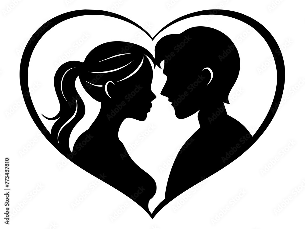 silhouette of a couple with heart silhouette ,tattoo design ,icon Silhouette ,logo and vector illustration silhouette of a couple with heart silhouette ,tattoo design ,icon Silhouette ,logo and vector illustration