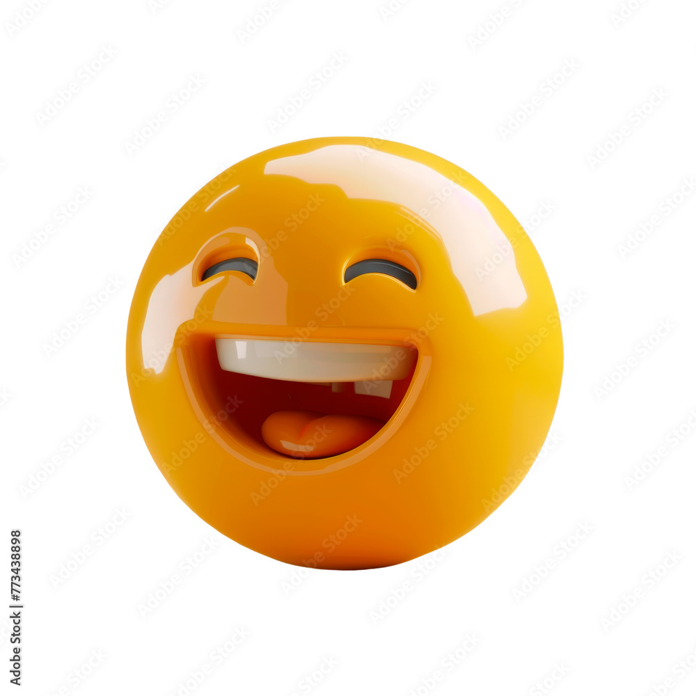 Fototapeta premium Happy emoji for application website. Isolated on transparent background.