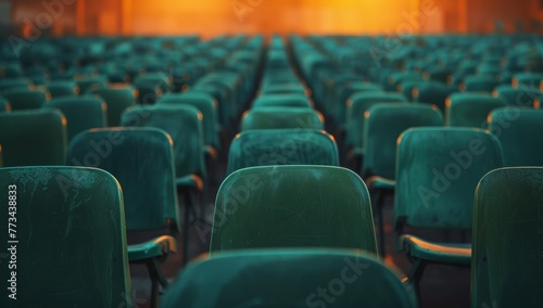 rows of green seats in a cinema