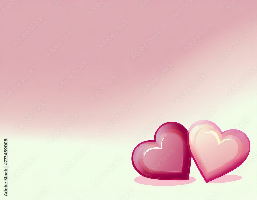 Simple romantic card background with two stylized hearts in the lower left corner and space for text on the left and upper sides Simple romantic card background with two stylized hearts in the lower left corner and space for text on the left and upper sides