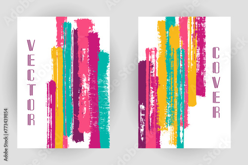 Couple of cover pages with vertical paintbrush stripes pattern.
