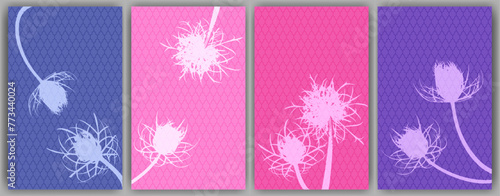 Carrot flower banners vector design. Abstract fluffy dandelions.