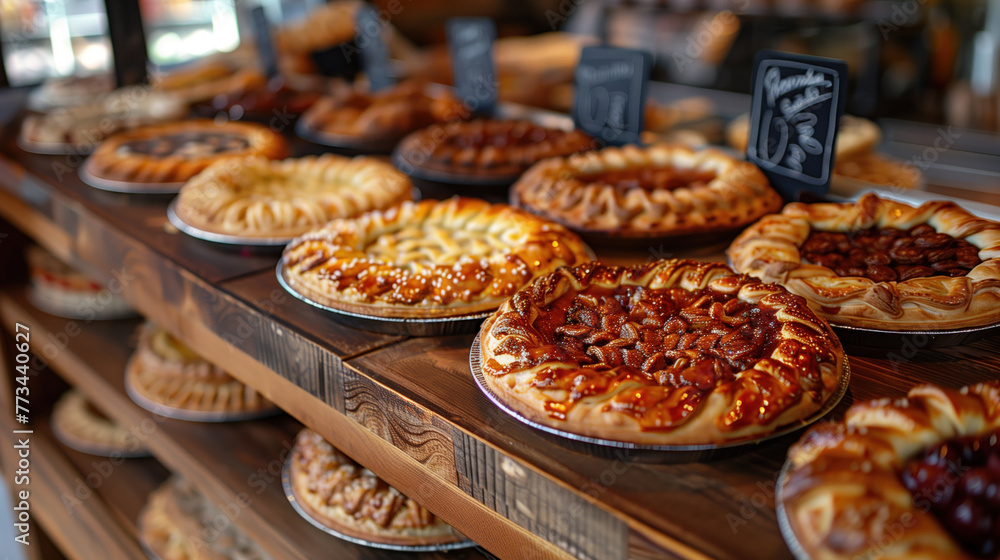 different fruit cakes on a bakery counter different fruit cakes on a bakery counter