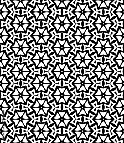 Black and white seamless abstract pattern. Background and backdrop. Grayscale ornamental design.