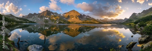 Mountains Summer. Tatra National Park in Poland: Lake at Dawn under the European Sky