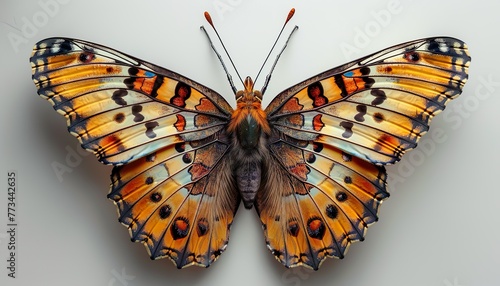 butterfly isolated on white, transparent background in the style of photorealistic portraiture