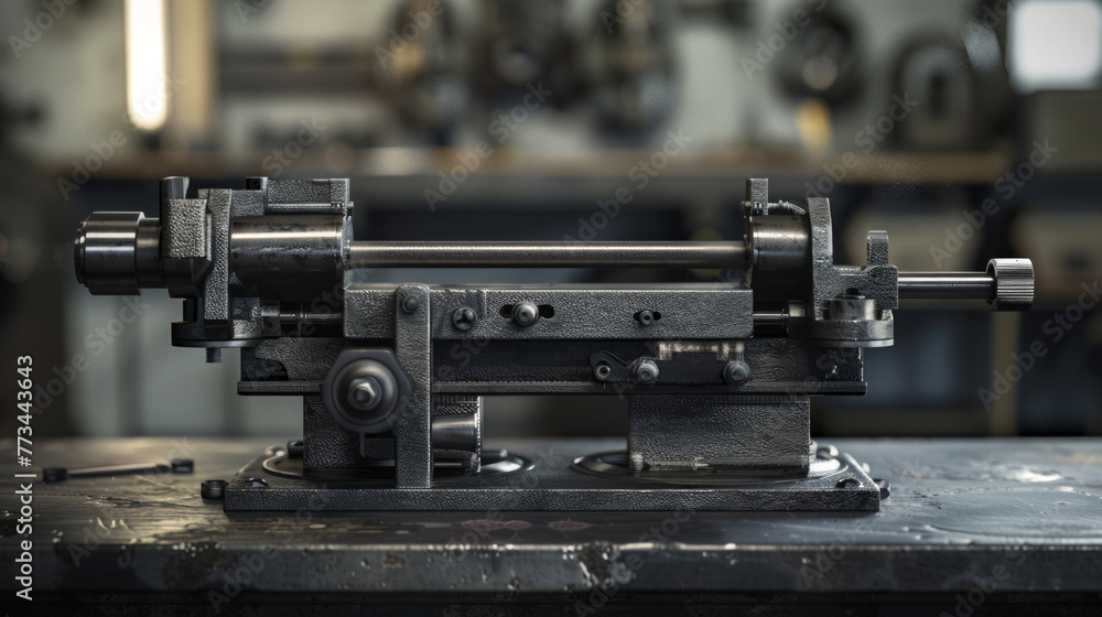 Fototapeta premium An efficient bench vise with swivel base for securely holding and clamping workpieces during various tasks