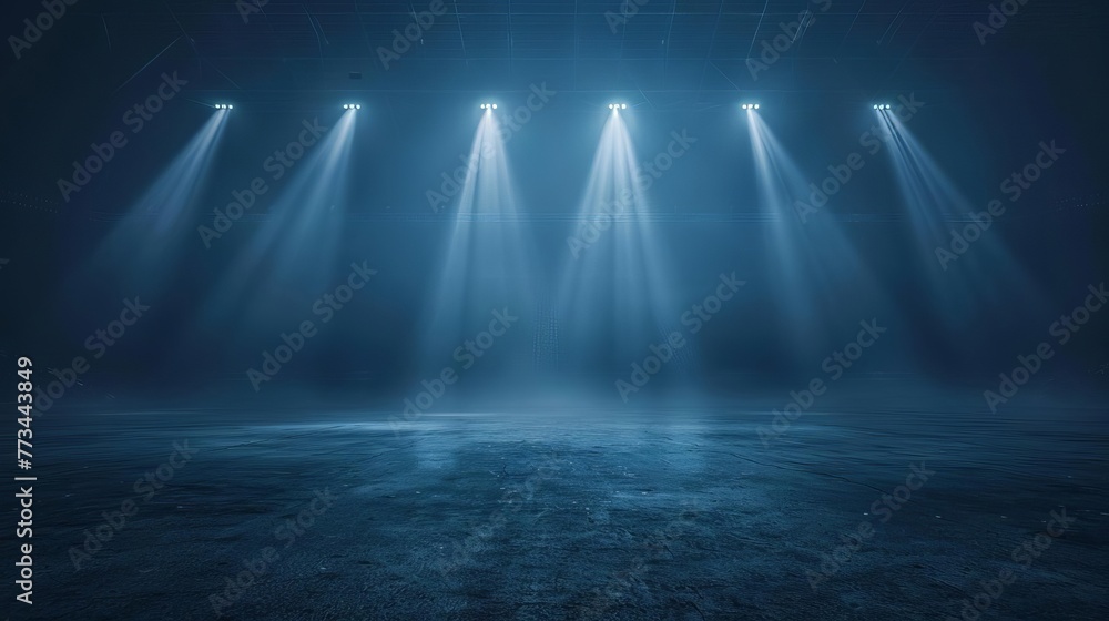 Spotlight Illuminating Empty Football Stadium Arena, Sports Competition Background