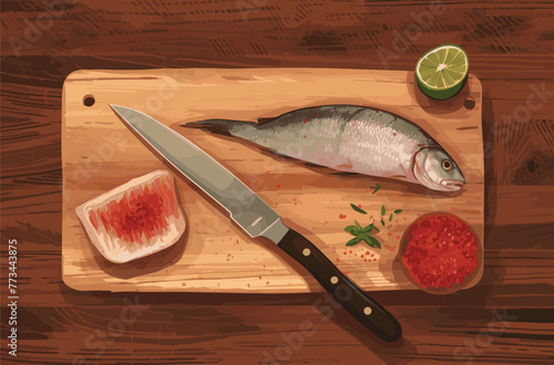 raw fish with spices tilapia fish fillet for cooking