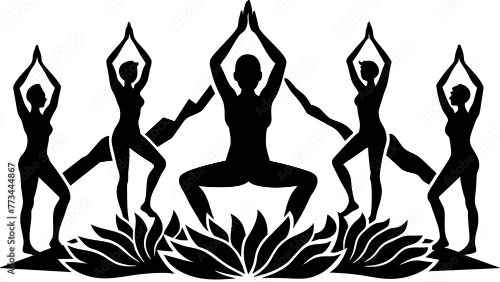 Fototapeta premium Deferent types of yoga vector illustration