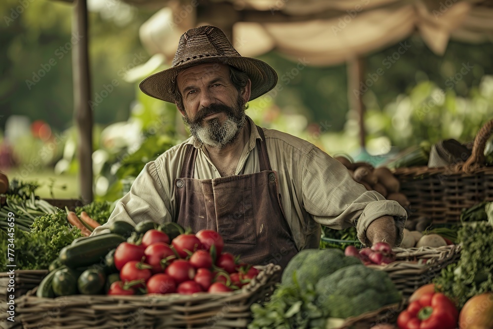 farmer selling organic vegetables