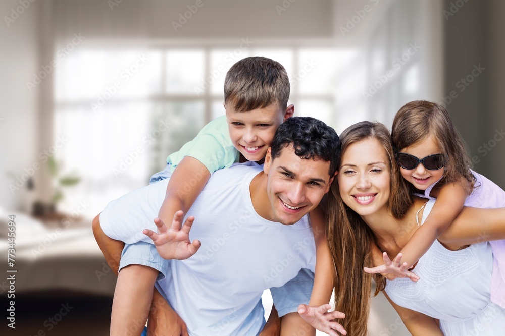 Commemorative photo of happy young family. Commemorative photo of happy young family.