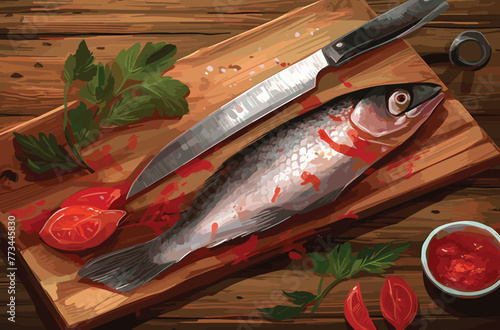 raw fish with spices tilapia fish fillet for cooking