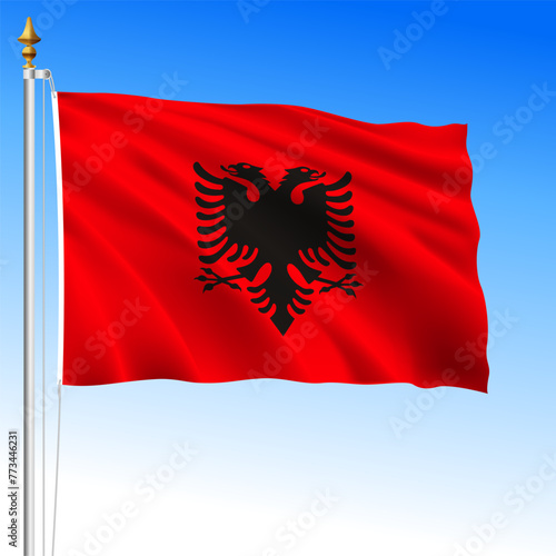 Albania official national waving flag, vector illustration