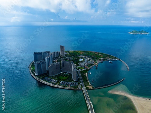 Aerial photography of Sunac Riyue Bay in Wanning, Hainan, China photo