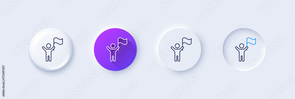 Leadership line icon. Neumorphic, Purple gradient, 3d pin buttons. Success flag sign. Winner symbol. Line icons. Neumorphic buttons with outline signs. Vector Leadership line icon. Neumorphic, Purple gradient, 3d pin buttons. Success flag sign. Winner symbol. Line icons. Neumorphic buttons with outline signs. Vector