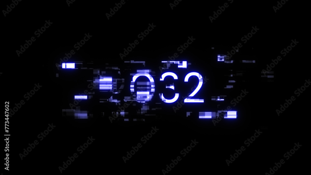 3D rendering 2032 text with screen effects of technological glitches 3D rendering 2032 text with screen effects of technological glitches