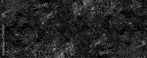 Monochrome texture composed of irregular graphic elements. Distressed uneven grunge background. Abstract vector illustration. Overlay for interesting effect and depth. Isolated on white background.