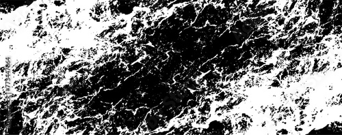 Monochrome texture composed of irregular graphic elements. Distressed uneven grunge background. Abstract vector illustration. Overlay for interesting effect and depth. Isolated on white background.