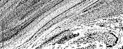 Monochrome texture composed of irregular graphic elements. Distressed uneven grunge background. Abstract vector illustration. Overlay for interesting effect and depth. Isolated on white background.