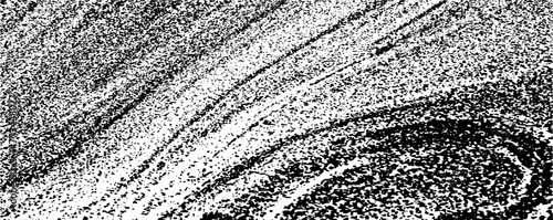 Monochrome texture composed of irregular graphic elements. Distressed uneven grunge background. Abstract vector illustration. Overlay for interesting effect and depth. Isolated on white background.