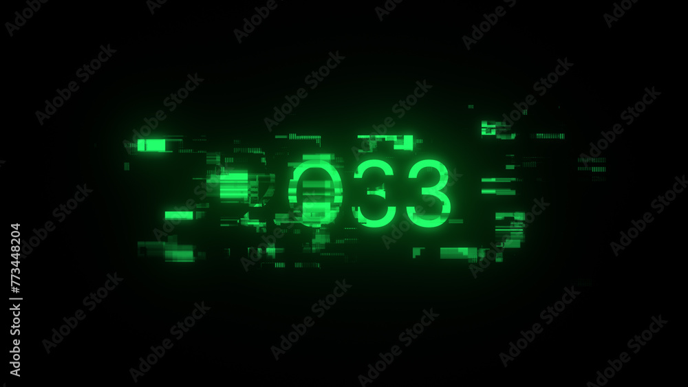 3D rendering 2033 text with screen effects of technological glitches 3D rendering 2033 text with screen effects of technological glitches